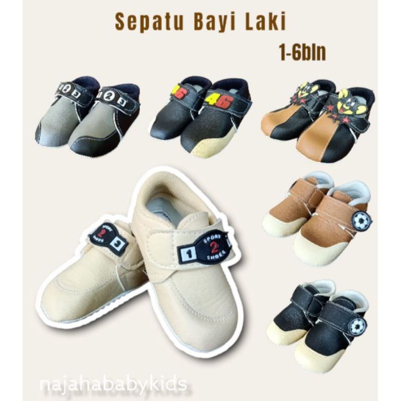 SEPATU PREWALKER Bayi Laki Ukuran 0-12 Bulan Motif Bola Ringan Murah