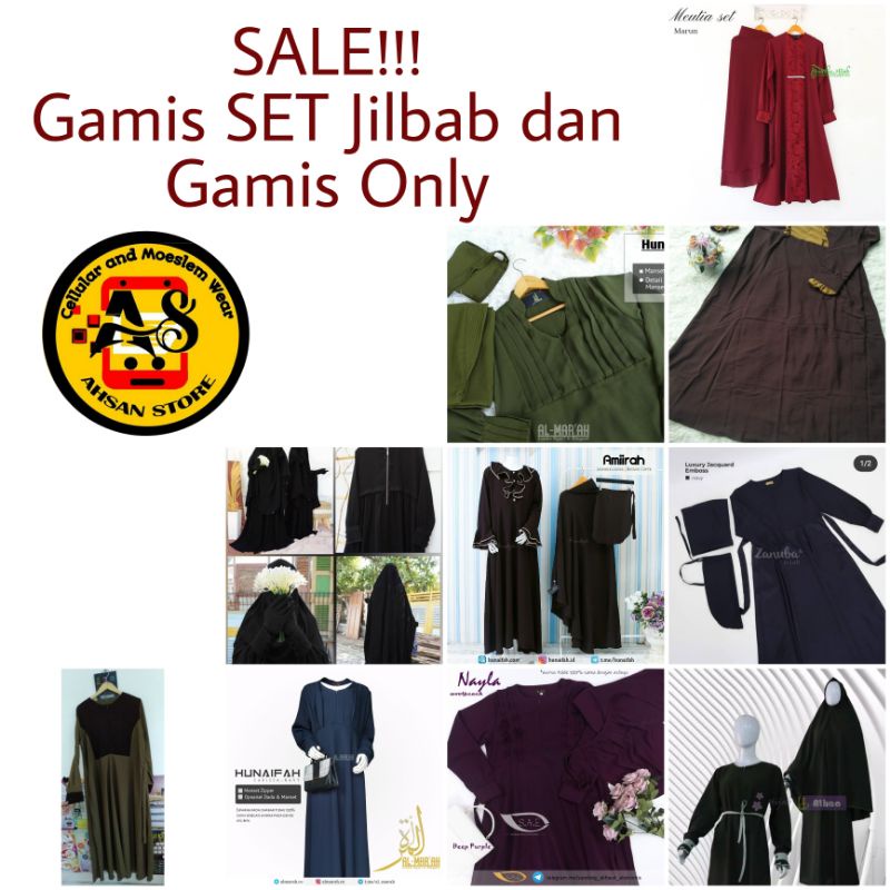 SALE Gamis Set Jilbab dan Gamis saja Wolfis, Jetblack by Hijabuna Aisharanahijrah Zanuba Al mar'ah