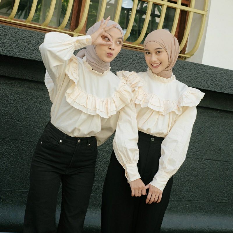 Rosie Blouse Kemeja Outfit Hijab Wanita Blus Renda