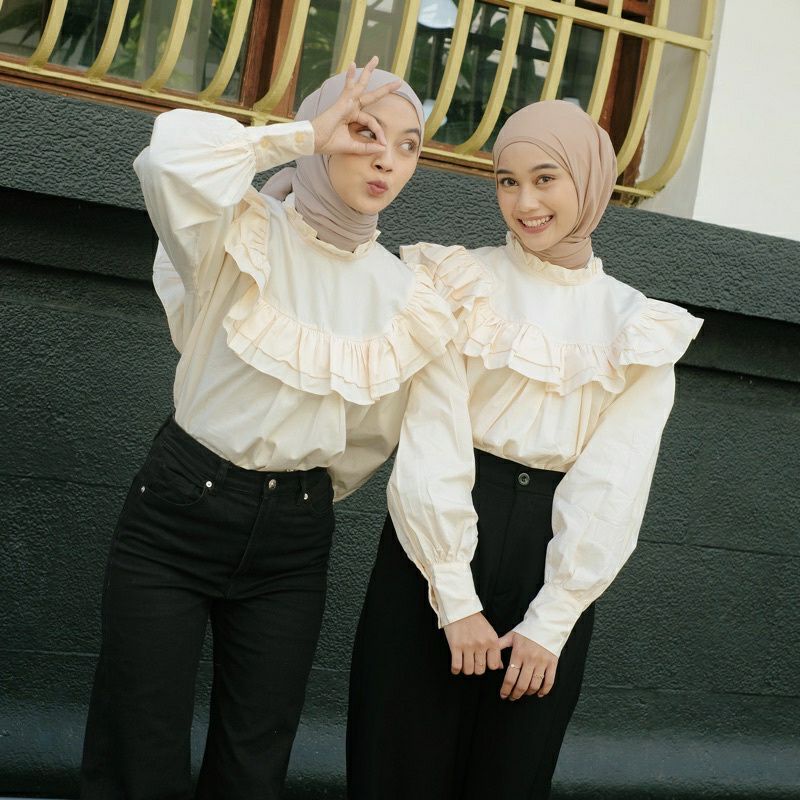 Rosie Blouse Kemeja Outfit Hijab Wanita Blus Renda