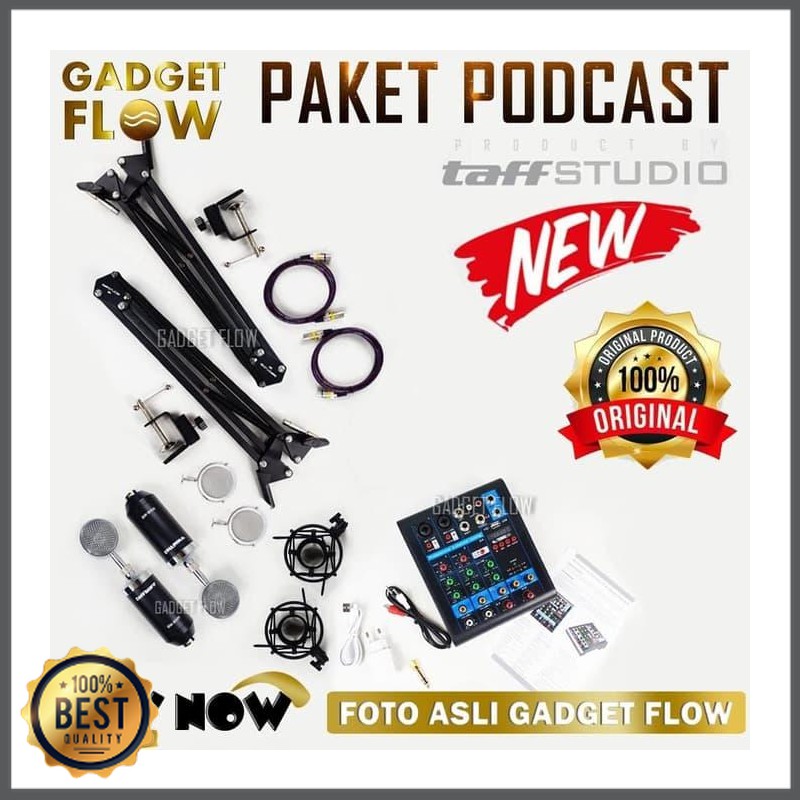 Mishad Shop -  PAKET PODCAST Mic Microphone BM8000 BM 8000 Mixer Recording Karaoke GU-5117-1382