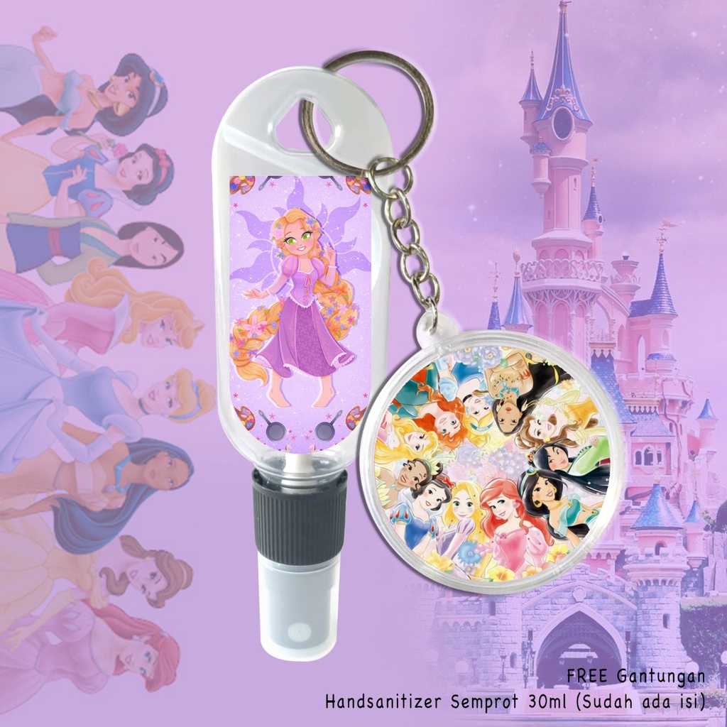 (FREE GANTUNGAN KUNCI) HAND SANITIZER SPRAY 30 ML / GAMBAR PRINCES RAPUNZEL