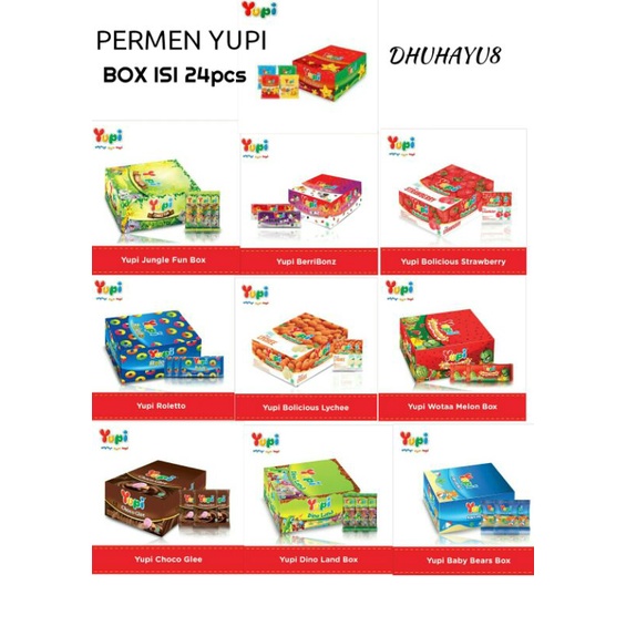 

ANEKA PERMEN YUPI BOX ISI 24pcs |cantumkan alternatif varian di note|