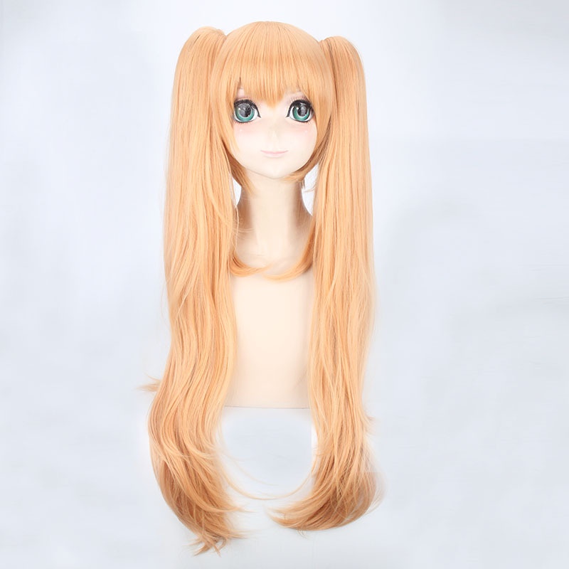 LOL-123 wig clip on rambut palsu daily lolita cosplay blonde orange naruto twintail