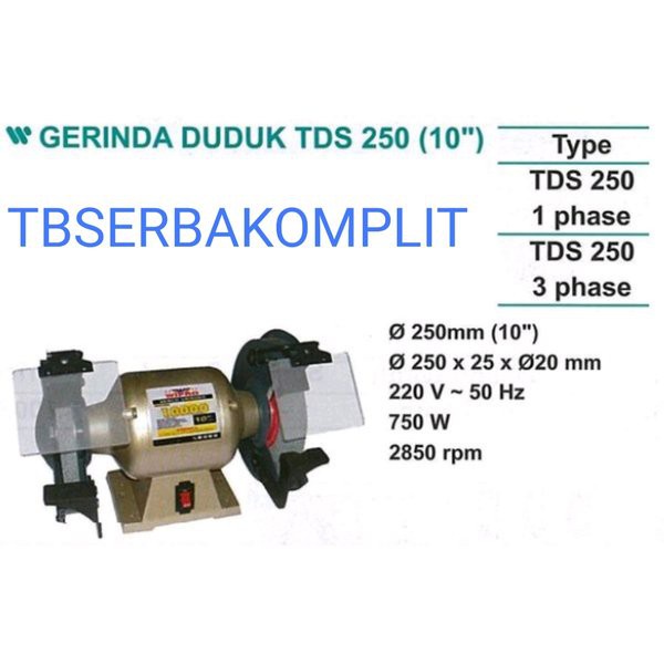 PROMO SALE    Wipro Mesin Gerinda Duduk 10 inch 3 Phase TDS 250 Bench Grinder 10in 10 in TDS250