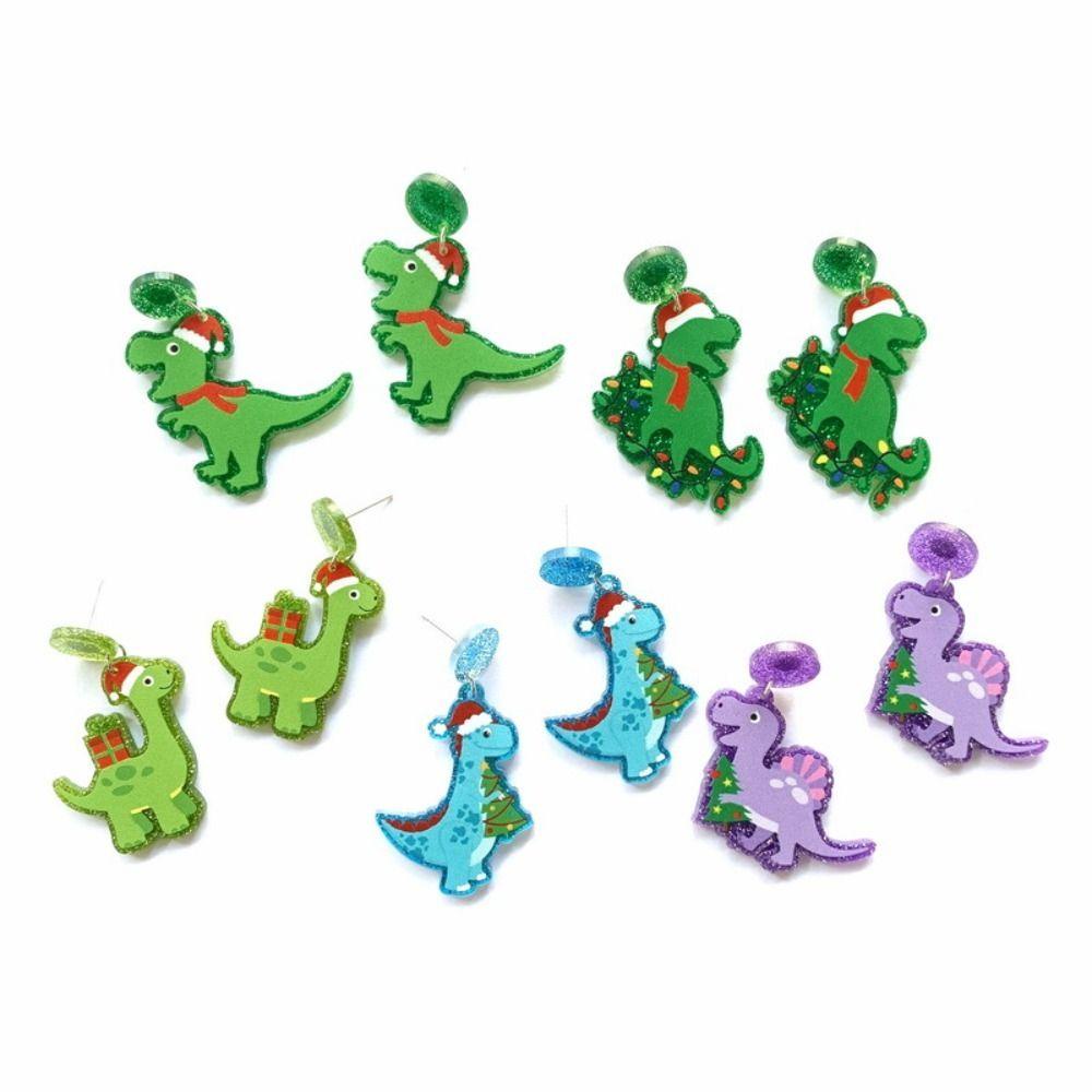 NEEDWAY Needway Anting Natal Trendi Lucu Dinosaurus Hewan Hadiah Tahun Baru Wanita Perhiasan