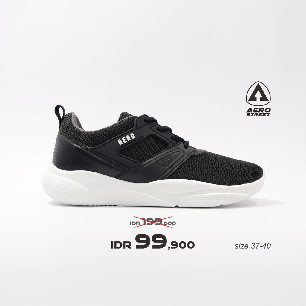 Aerostreet 37-40 Shanny Hitam Abu- Sepatu Sneakers Casual