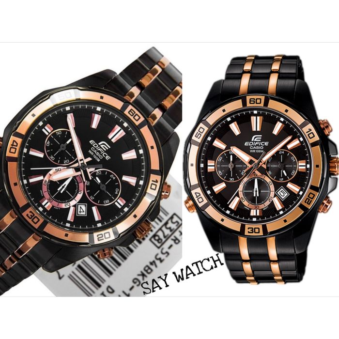 Jam Tangan Pria Casio Edifice EFR-534BK Black Rose Gold Original BM