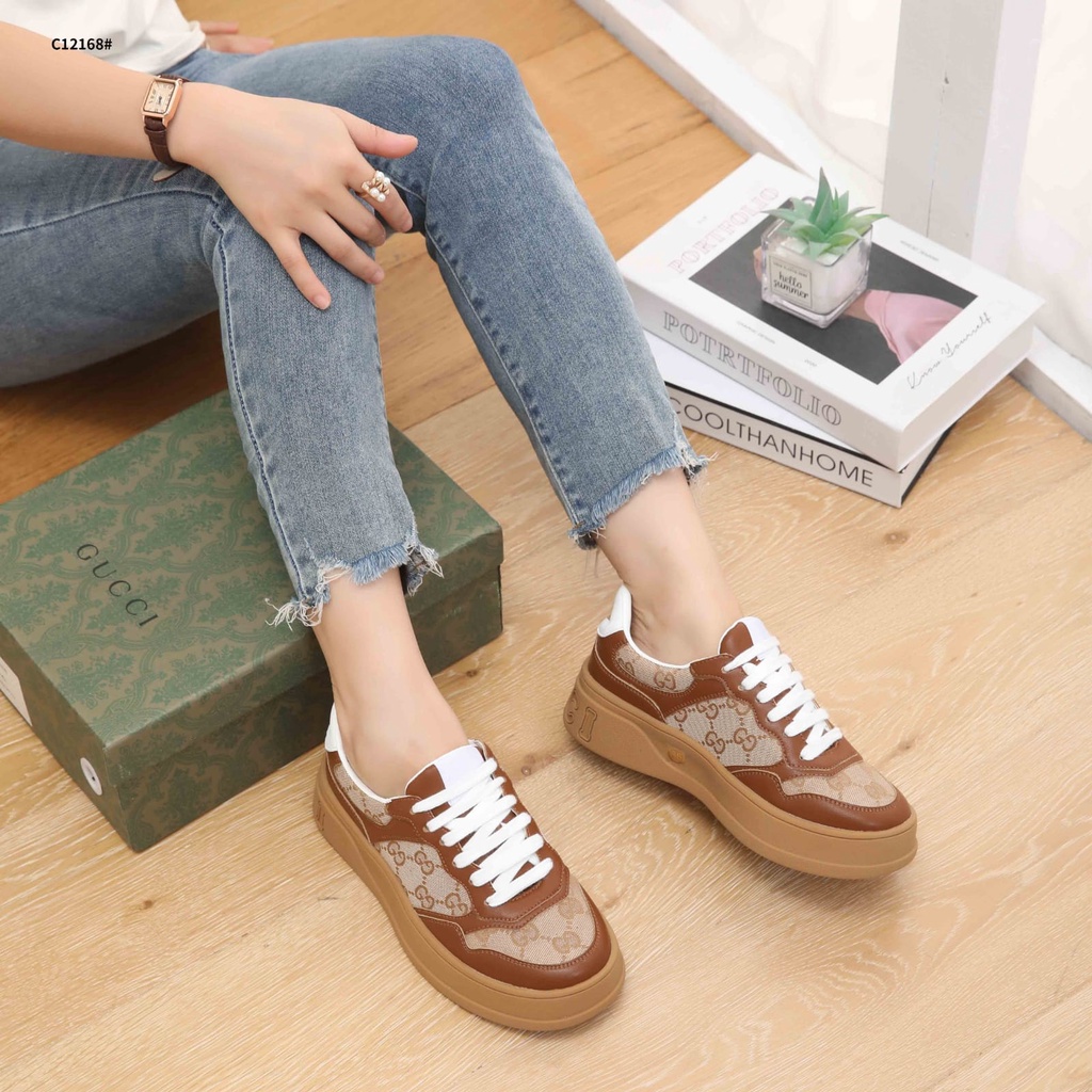 GC GG-Jacquard Canvas &amp; Leather  Women Sneakers C12168