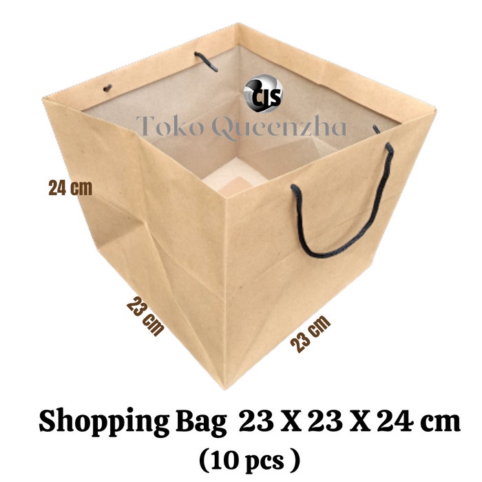 

✨ BISA COD ✨ Shopping Bag / Paper Bag Coklat Polos Size 23 x 23 x 24 (10 Pcs)