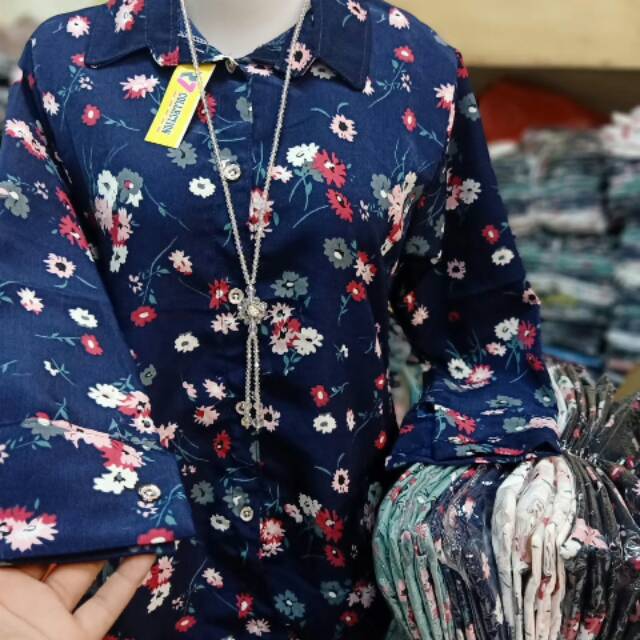 Blouse Wanita Motif Kembang Ukuran Besar / Atasan Muslim