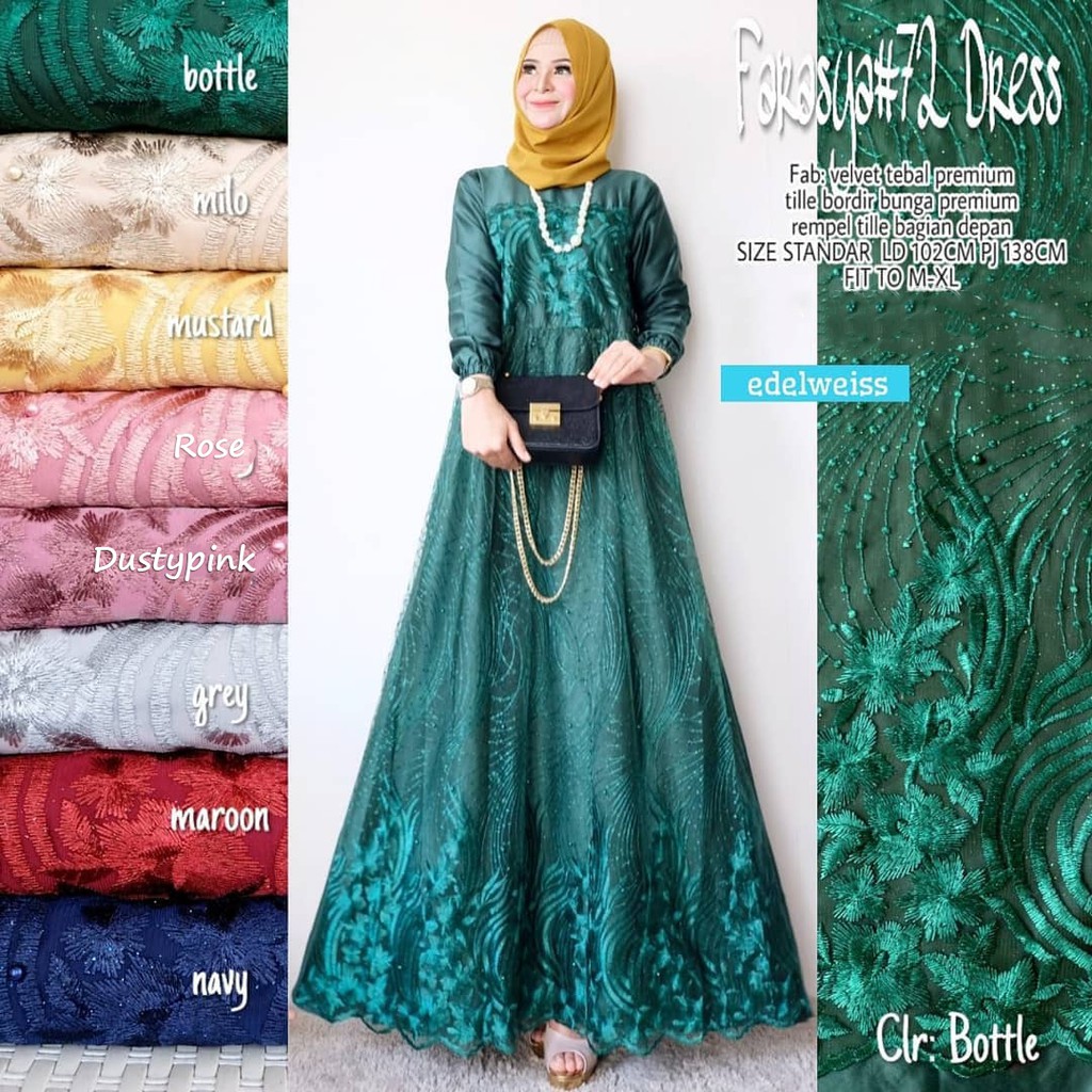 [REAL PIC] Gamis Brokat Tille Mutiara Dress Brokat Terbaru Gamis Brokat Lebaran Gamis Syar'i Farasya