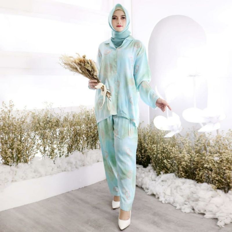 PIYAMA WANITA GUCCI TIE DIE JUMBO KATUN RAYON FIT XL-XXL BIGSIZE BAJU TIDUR MURAH