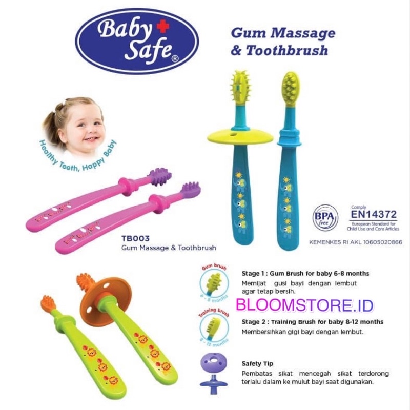 BABY SAFE Gum Massage Massager &amp; and Tooth Brush Baby Sikat Gigi Silicone Bayi Silikon Training Toothbrush BabySafe TB003 TB 003 Masager