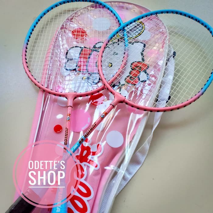 RAKET BADMINTON ANAK ISI 2 KARAKTER HELLO KITTY MURAH GROSIR