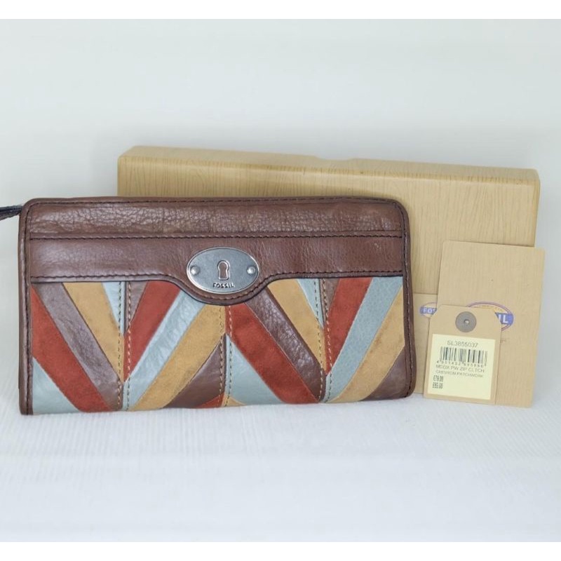 ❌SOLD❌ Dompet Fossil Maddox Chevron patchwork PW Preloved Pl
