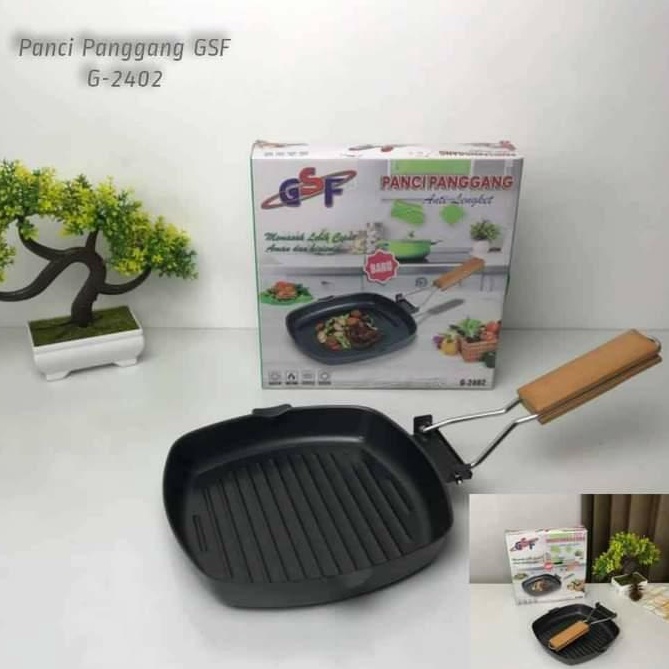 SQUARE GRILL PAN GSF G 2402 PANCI TATAKAN GRILL PANGGANGAN BBQ / SQUARE GRILL PAN GSF G 2402 PANCI TATAKAN GRILL PANGGANGAN BBQ / TEFLON WAJAN FRYPAN ANTI LENGKET LIPAT GSF G 2402 / GSF G-2402 / GSF 2402