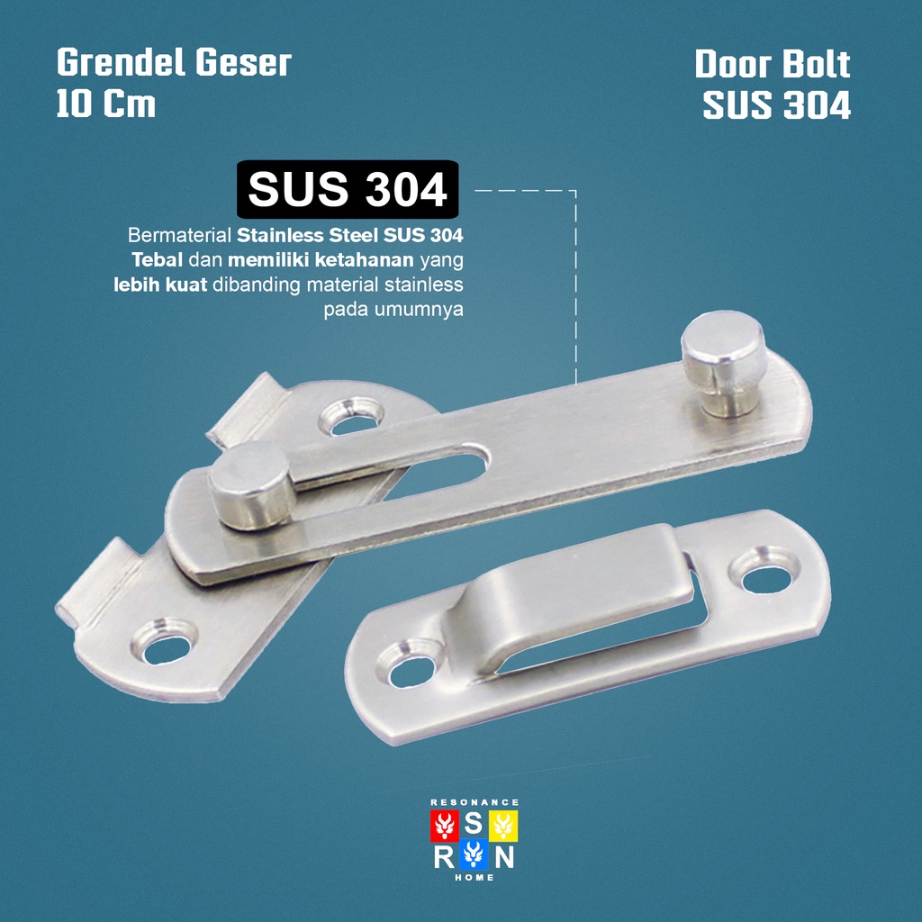 Grendel Kait Sus 304 / Slot Pintu Geser Sliding 10cm Resonance Home