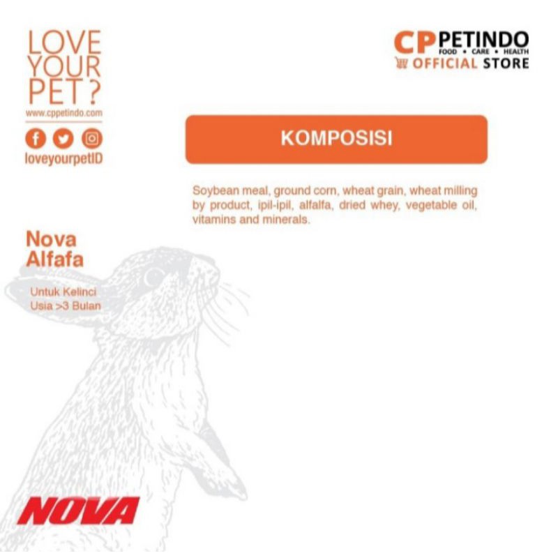 Ekpedisi Only makanan kelinci nova alfafa 10 kg - rabbit food