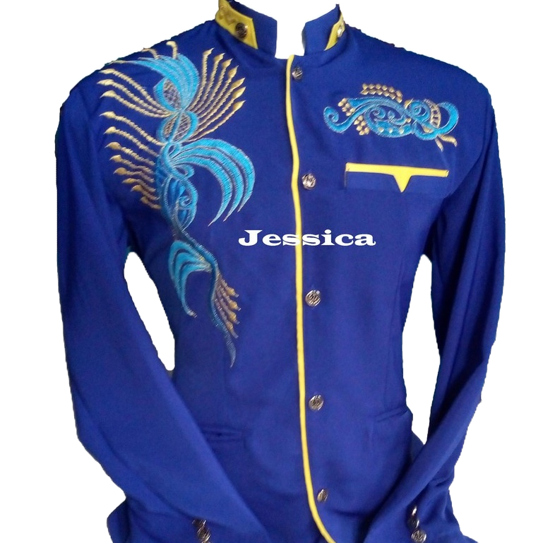 Jas Koko Pria Jasko Bordir Dewasa Lengan Panjang Warna  biru lis kuning Terbaru 2024