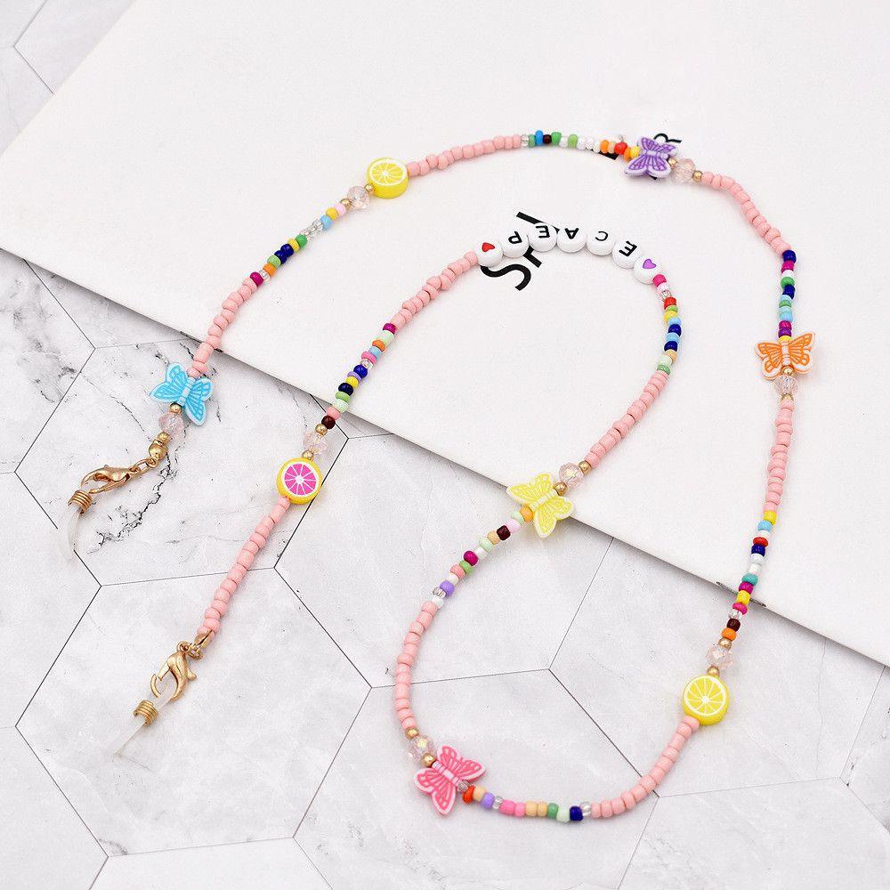 Nanas Rantai Kacamata Wanita Pria Pelangi Kupu-Kupu Adjustable Sunglasses Lanyards