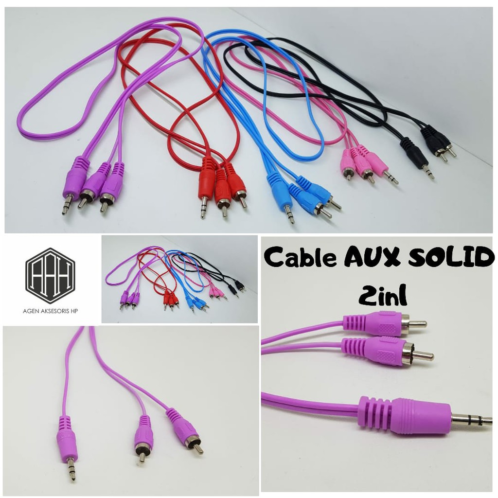 Kabel AUX SOLID 2 Line 100cm Auxiliary Cable 3.5mm Male to Male Headphone Jack NON PACK