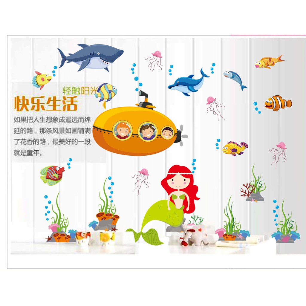 RELIZA Wall Sticker / Stiker Dinding 60X90 IKAN PAUS HIU FISH TOILET KAMAR MANDI JM7262