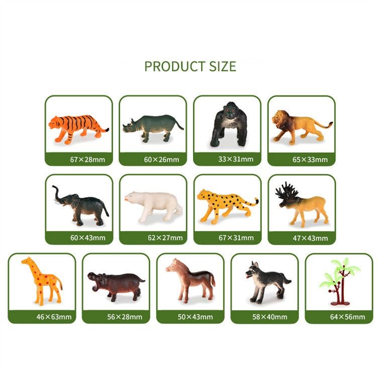 Mainan FiGure Hewan Binatang Karet Wild Animal - Hewan Liar Isi 12 Pcs - Mainan Anak