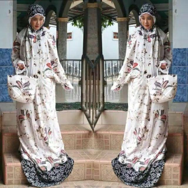 Mukena Lajur Encim Putihan Remek#batik Pekalongan