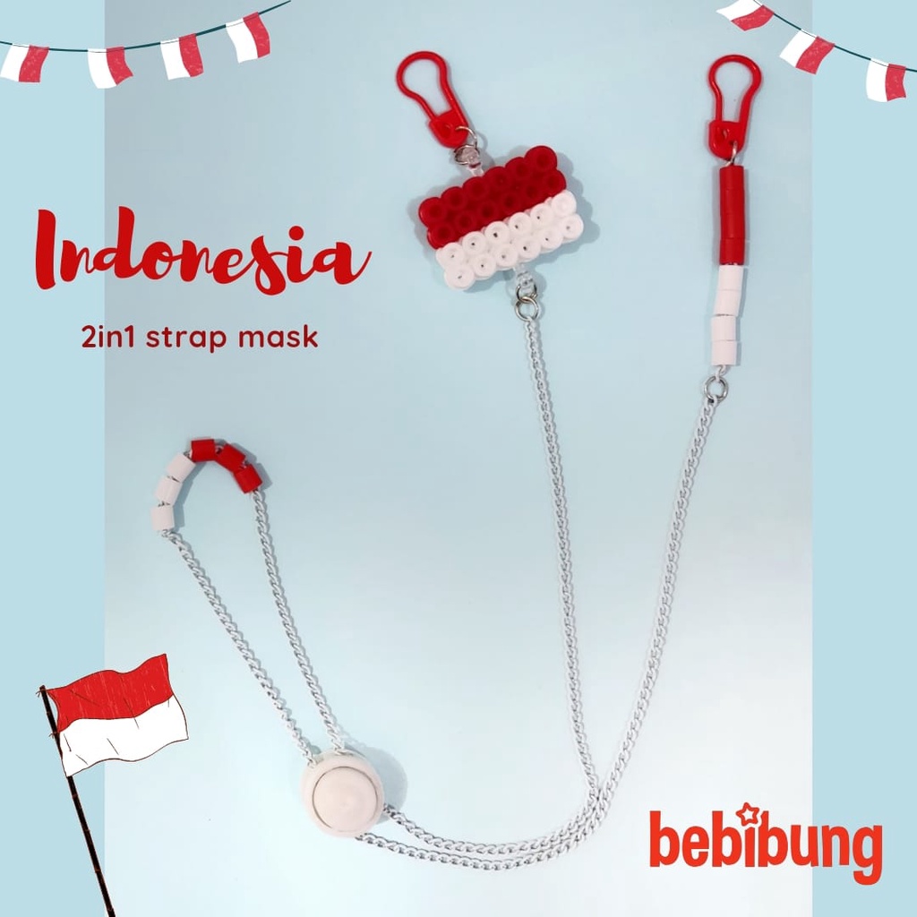 STRAP MASKER INDONESIA MERAH PUTIH KONEKTOR CONNECTOR DEWASA ANAK UNISEX LAKILAKI LAKI PEREMPUAN BOY