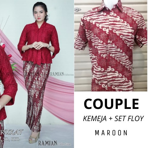 Couple kebaya floy brukat/couple wisuda/couple kondangan/couple batik modern/termurah couple kartini