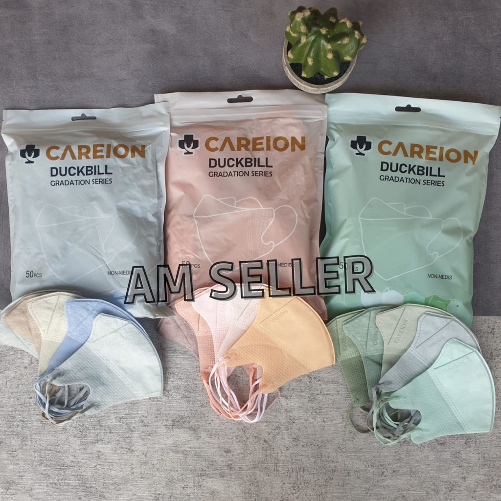 Masker Duckbil Careion Gradasi Series / Duckbill Fullcolour / DB Mix Warna 1pack isi 50pcs Tebal Embos