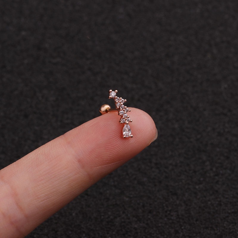 1Pc Zircon Star Wings Cartilage Helix Tragus Conch Rook Lobe Screw Back Earring Stud