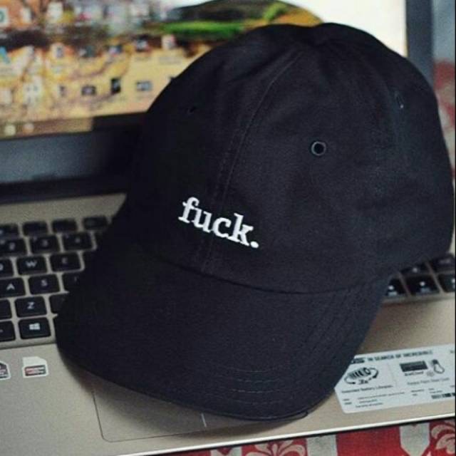 Topi baseball ediko bahan rafel premium pengait cakop besi pria wanita-Fuck hitam twil