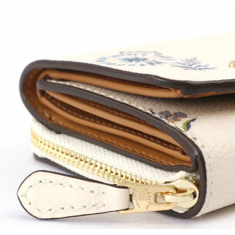 Coach Wallet Small Tri gold Dandelion Floral Blosom Multi (C2924)