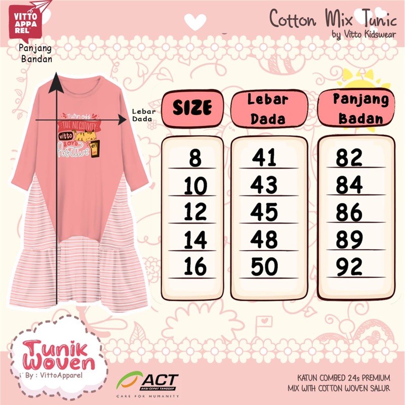 Dress Anak Tunik Woven Vitto