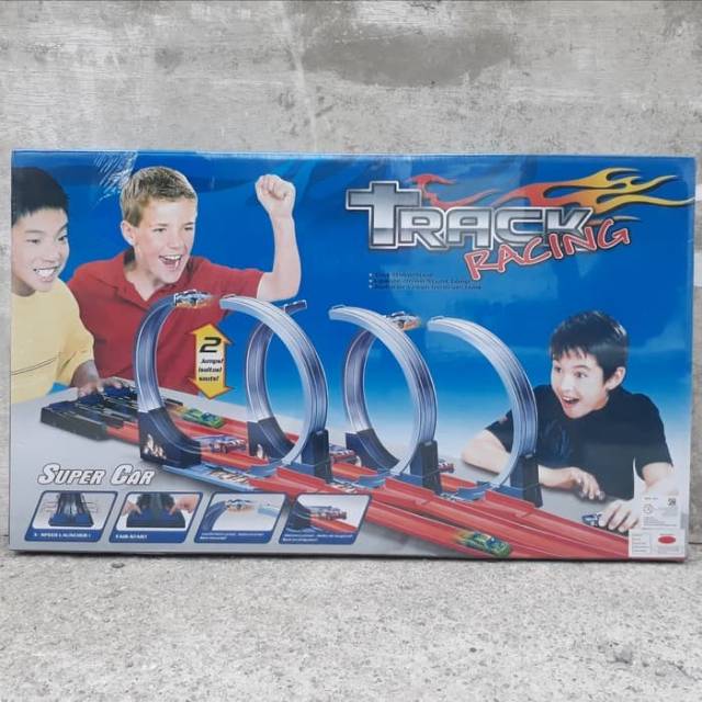 Mainan Track Halilintar Mobil Balap 3 Jalur - Set Track Jalanan Mobil Balap