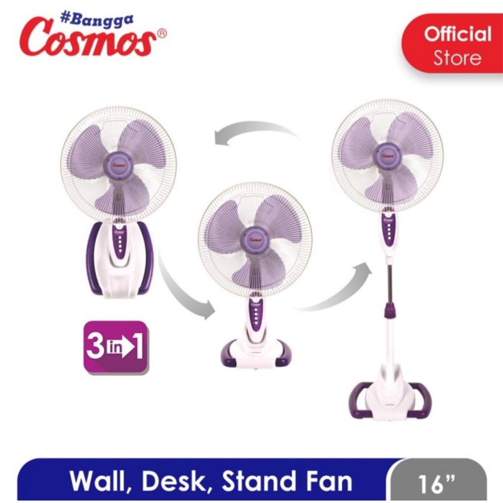 Kipas Angin Cosmos Wadesta 16 S033 3in1 Wall Desk Stand Cosmos SO33 Wall Fan Desk Fan Stand Fan Meja Berdiri Dinding Tembok