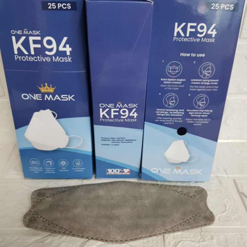 Masker Merk One Mask KF94 isi 25pcs Warna Abu-abu