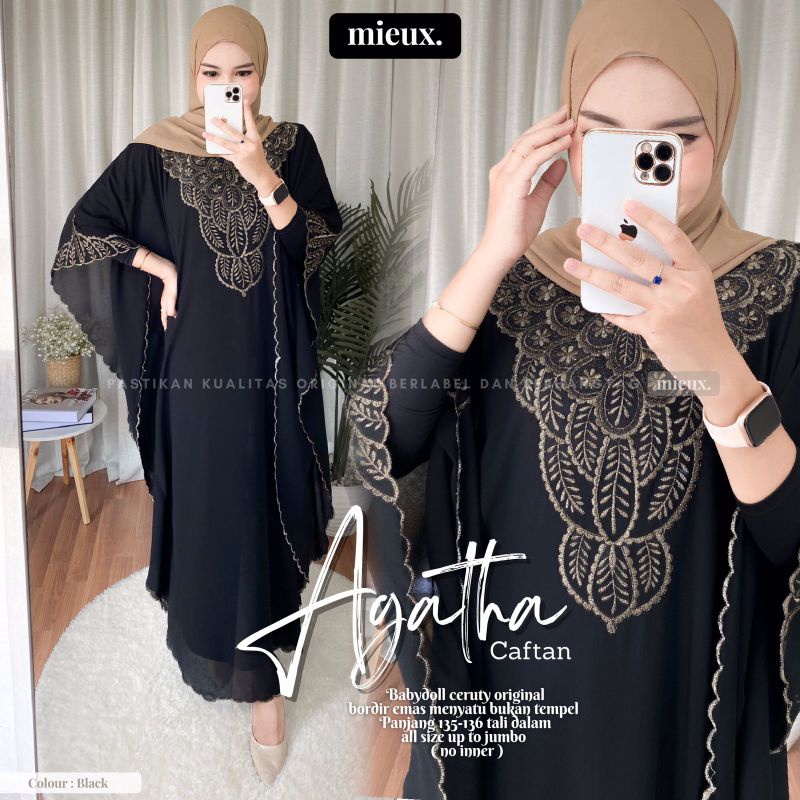 AGATHA KAFTAN kaftan bordir original mieux isyana mieux kaftan kondangan kaftan lebaran