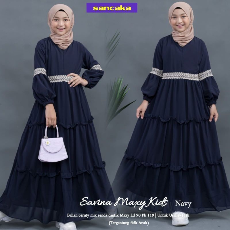SJ58HL GAMIS ANAK REMAJA TANGGUNG USIA 10-11-12-13-14-15 TAHUN ARYANA SYAR'I KIDS BAHAN CERUTY BABYD