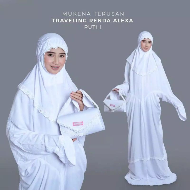 Mukena Terusan Traveling Renda Alexaa