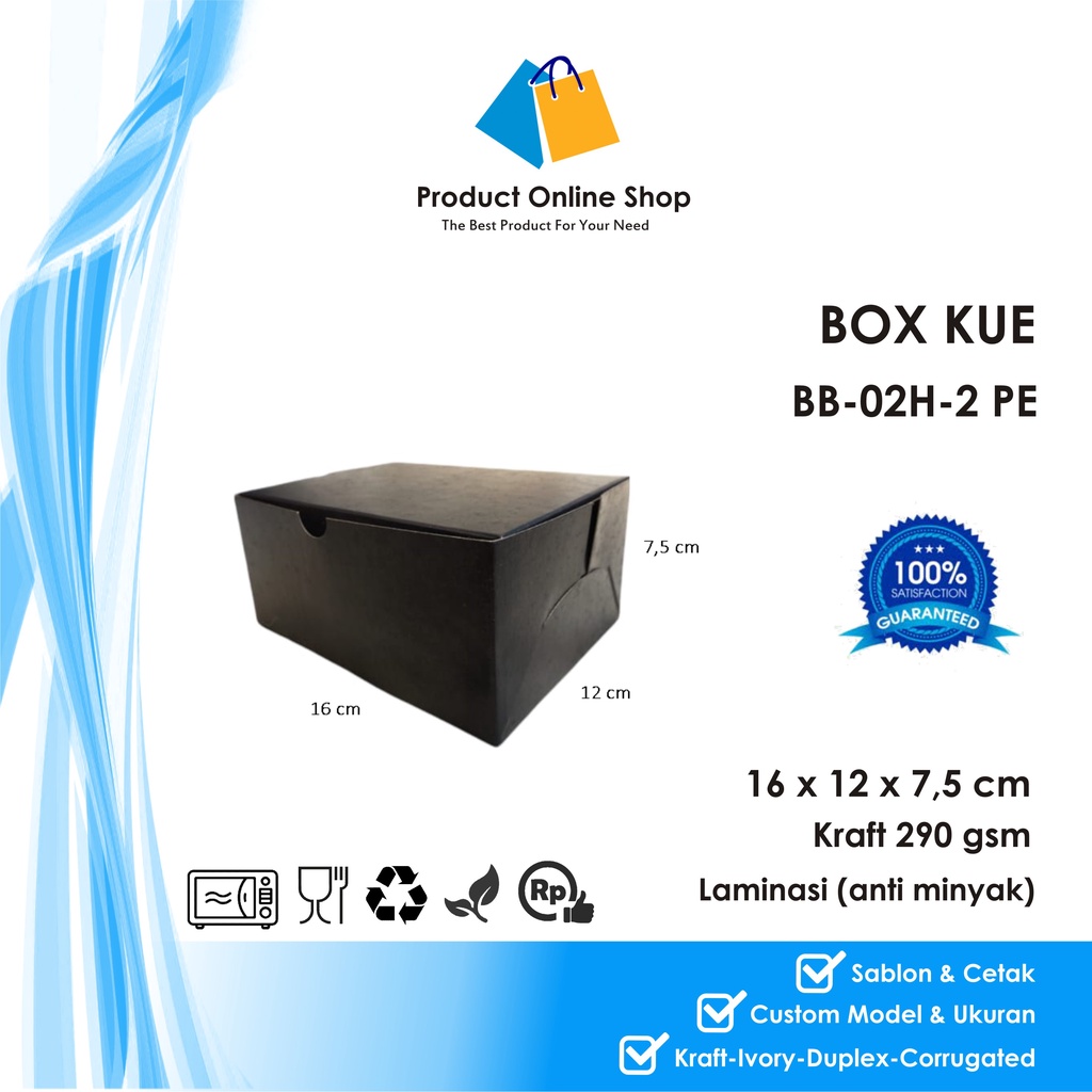

(HITAM) BOX DUS KOTAK HAMPERS MAKANAN NASI ROTI KUE SNACK 16x12x7,5 cm PAPER KRAFT 290 gsm LAMINASI