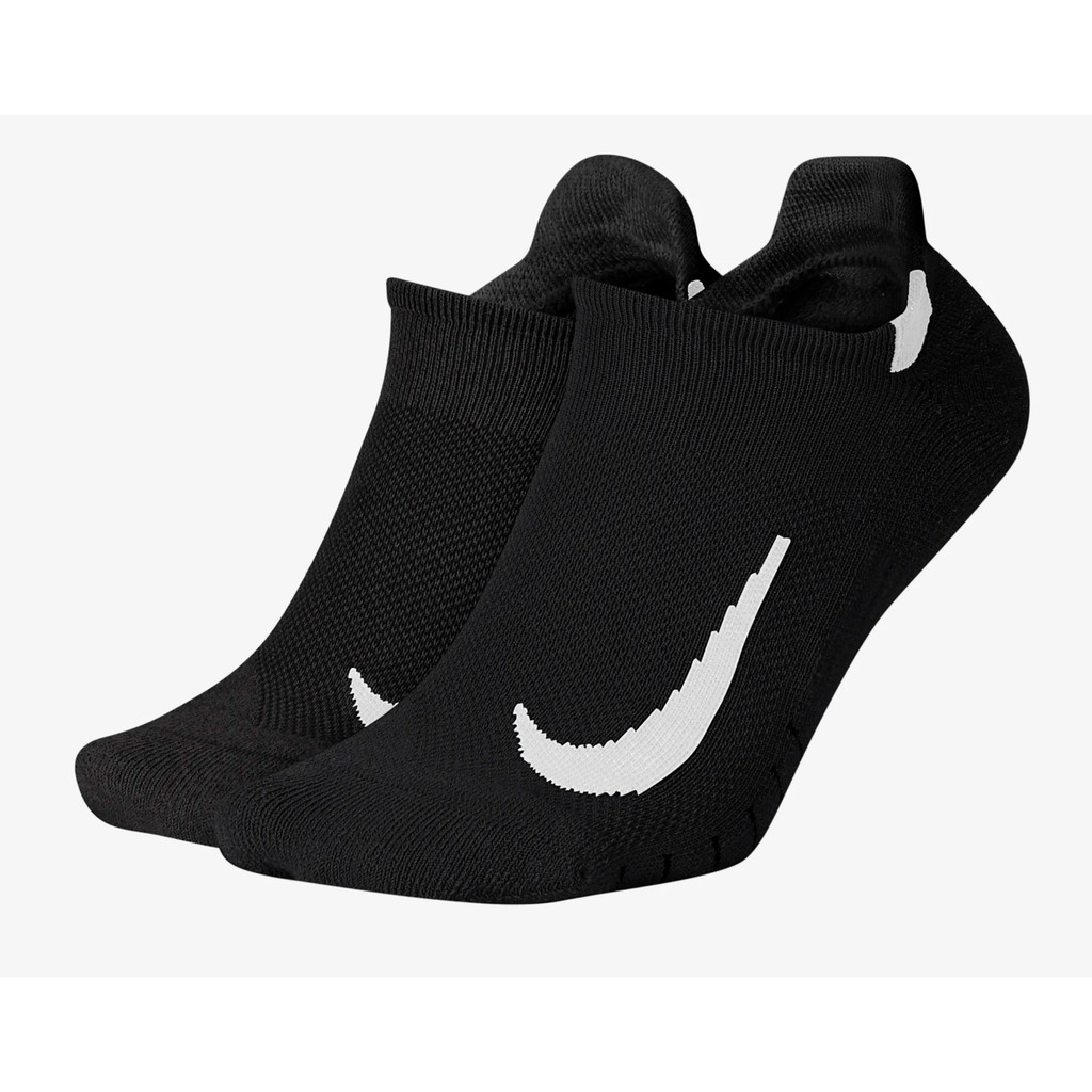 Original 100% Nike Multiplier No-Show Socks 2 Pairs Black SX7554-010