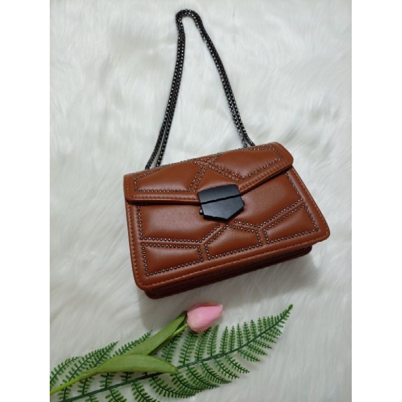 Tas Wanita Impor Rantai PU leather Tas Bahu shoulder bag