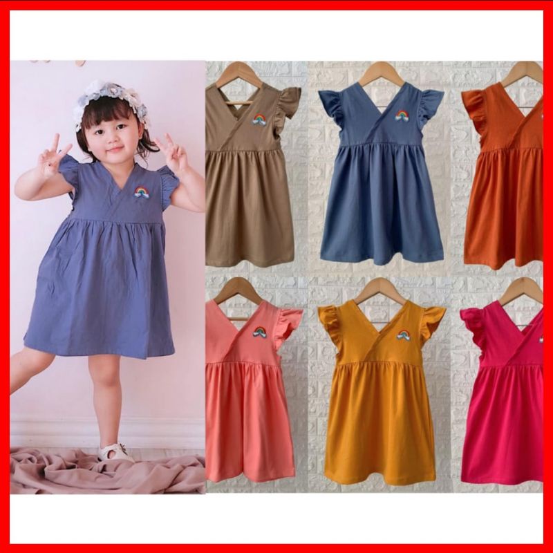 Dress V Pelangi - Baju Anak/Dress Anak/Baju Anak Perempuan/Daily Wear