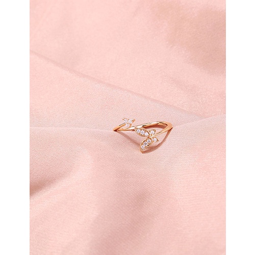 LRC Cincin Fashion Gold Color Adjustable Ring With Micro Inlaid Small Butterfly Zircon Opening V89956