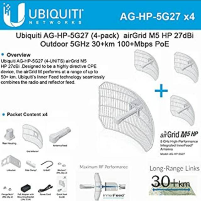 Alat tembak wifi Ubiquiti AirGrid M5 HP 27 dbi Penguat Sinyal