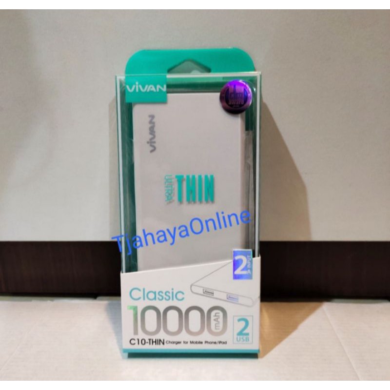 PowerBank Vivan C10-Thin 10000MAh 2USB Port White