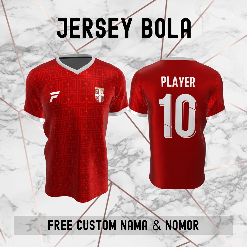 Jersey Serbia Timnas Negara Bola Baju Kaos Custom Nama dan Nomor Punggung - 87